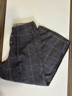 aerie Dark Navy Plaid Lounge Pajama Pants with Blue Windowpane